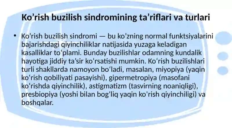 Ko’rish buzilish sindromi 3