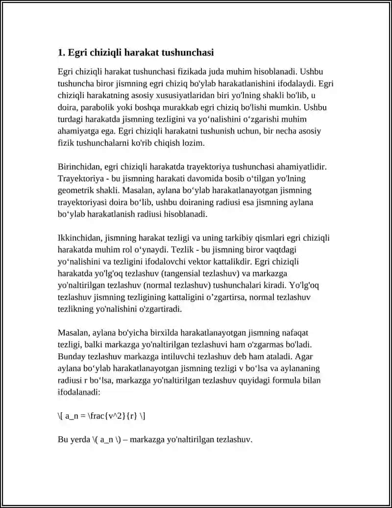 EGRI CHIZIQLI HARAKAT 3