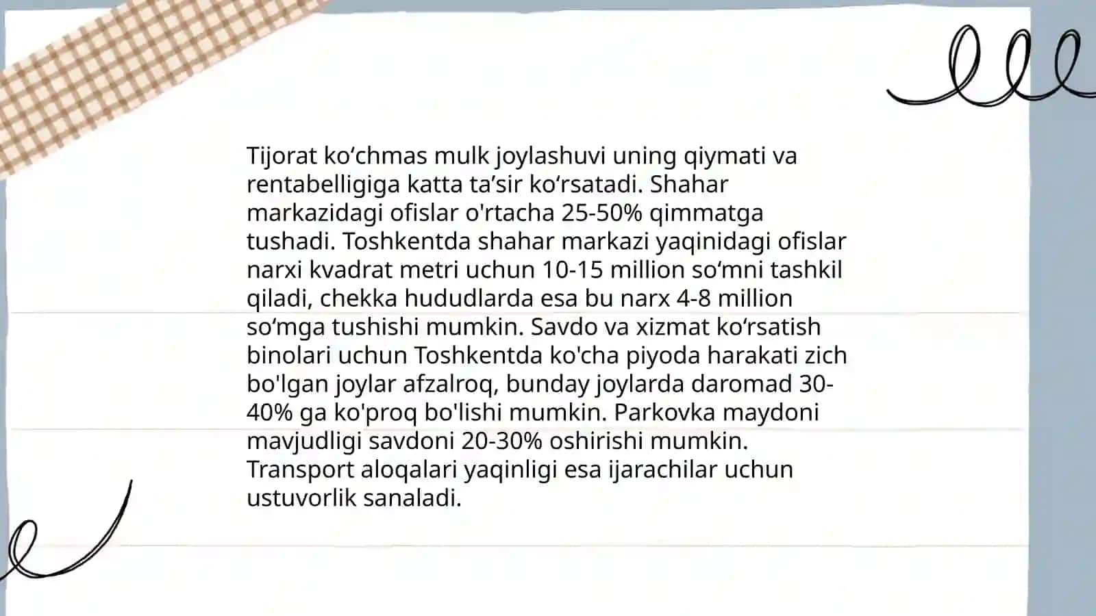 Tijorat koʻchmas mulk obyektlari xarakteristikasi 3