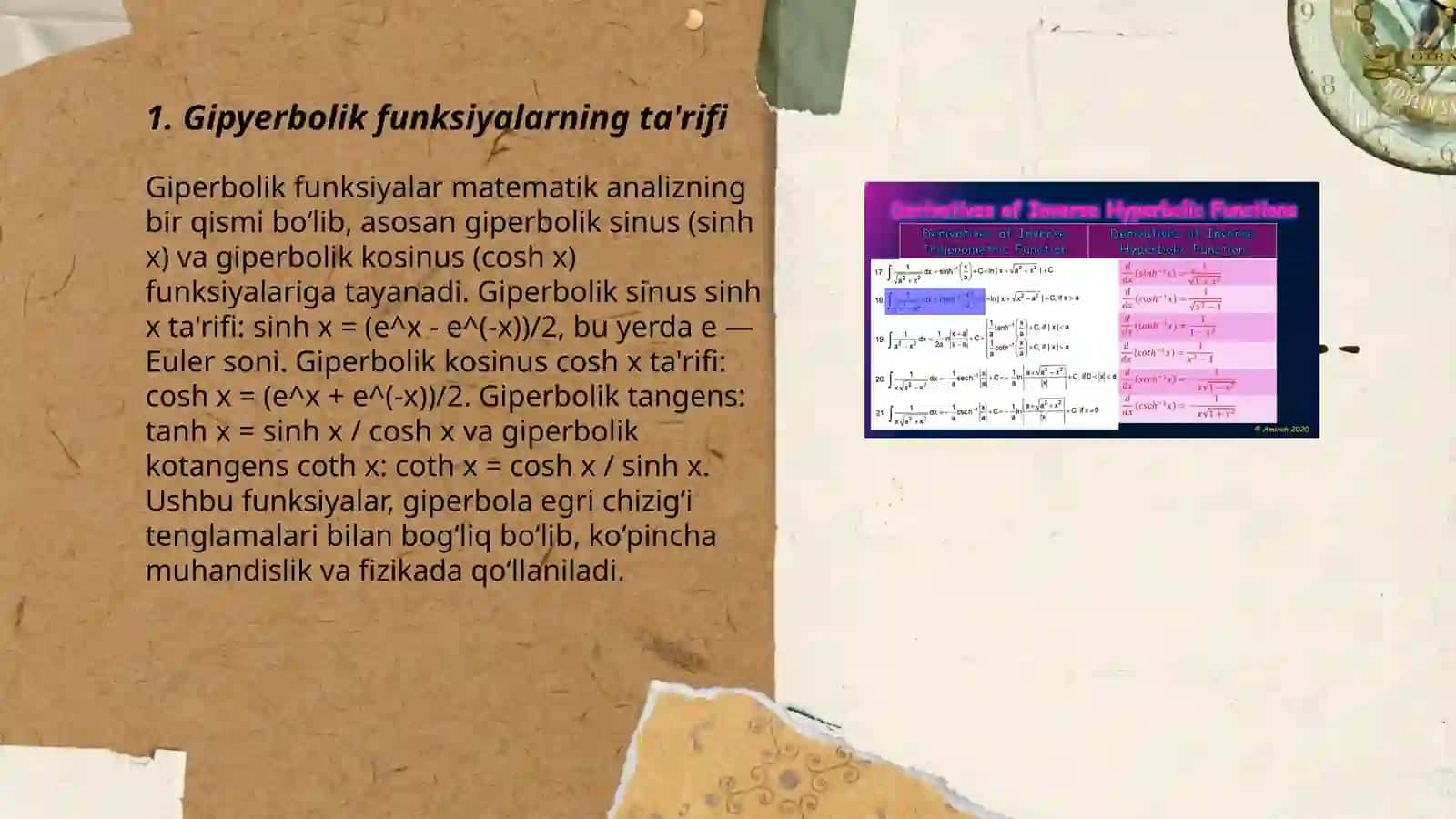 Giperbolik funksiyalari haqida tushuncha 3
