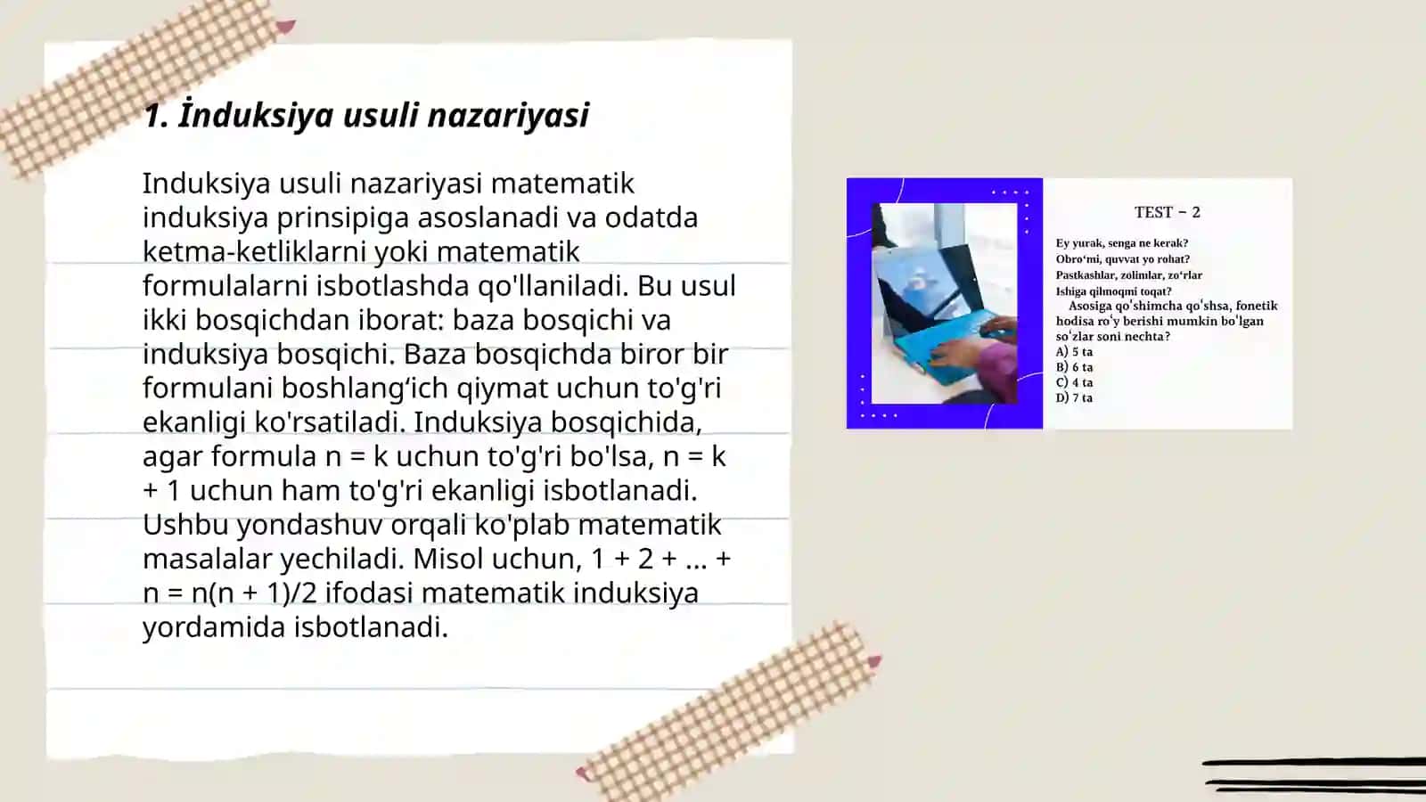 İnduksiya usuli Ona tili 3