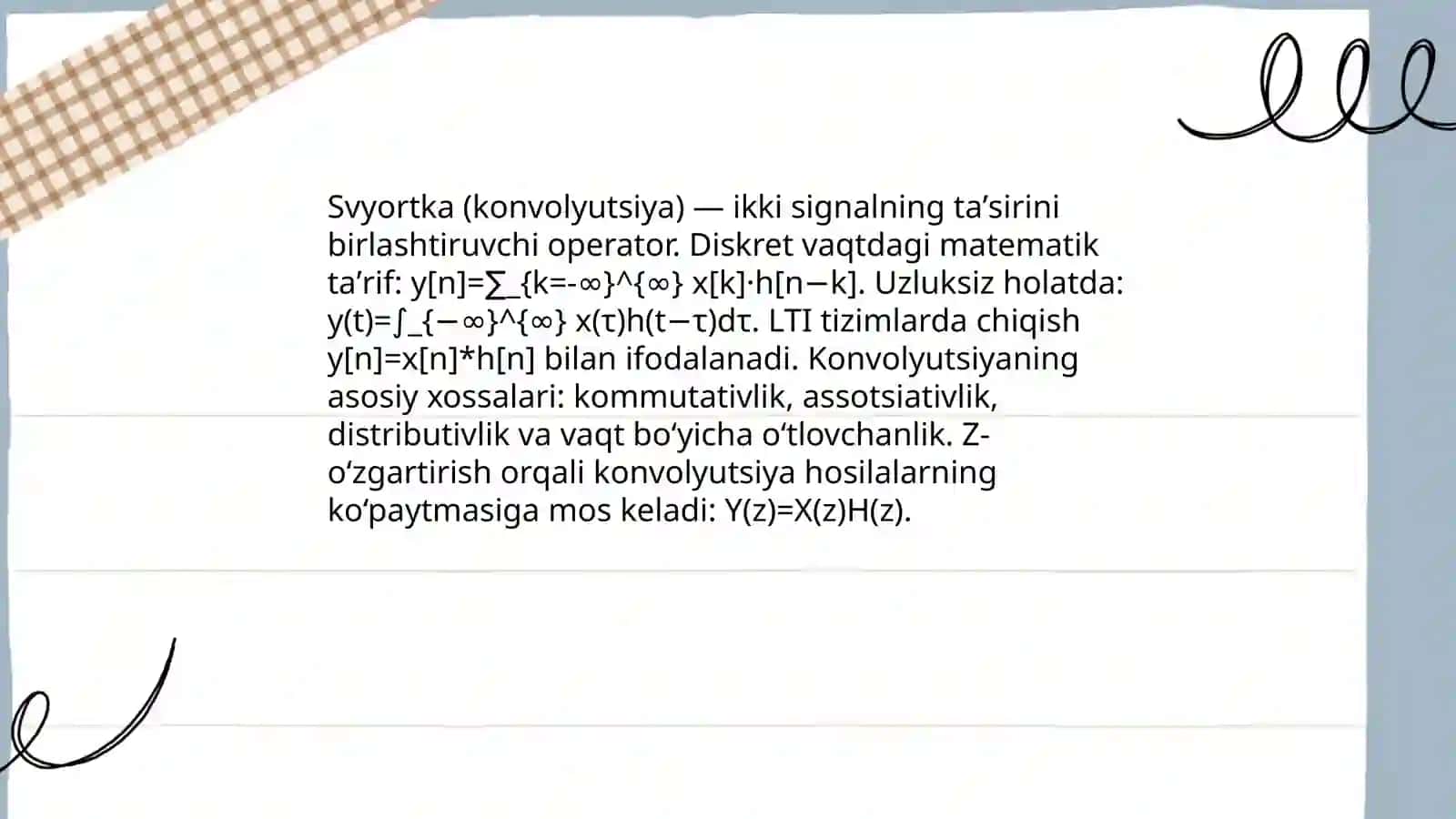 Svyortka va korrelatsiya algoritmi 3