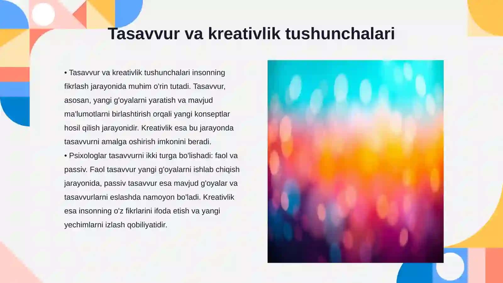 Tasavvur va kreativlik nazary asoslari 3