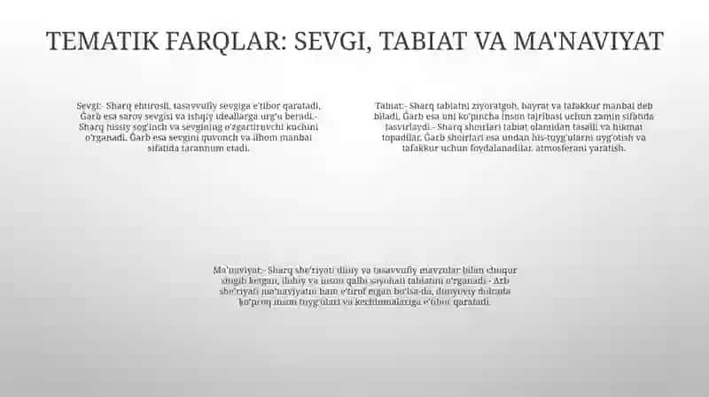 Sharq Yoki Ĝarb Lirik Janrlari 3