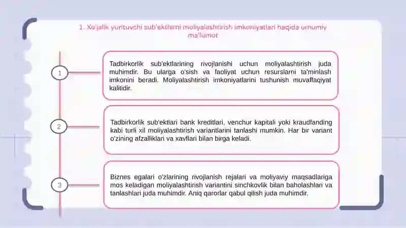 Xo'jalik yurituvchi sub'ektlarni moliyalash 3
