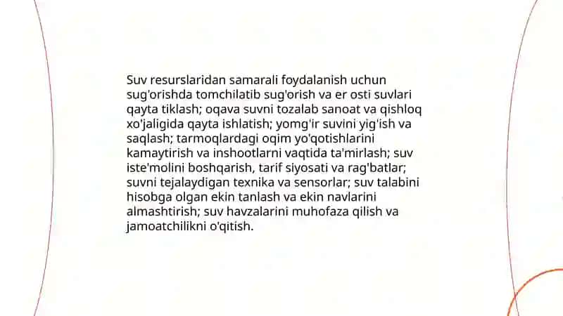 Suv resurslaridan samarali foydalanish 3