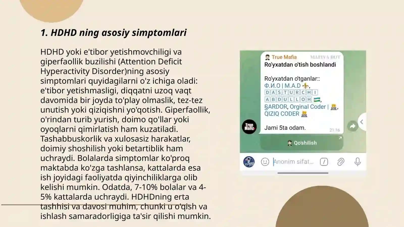 HDHD ning asosiy simptomlari 3