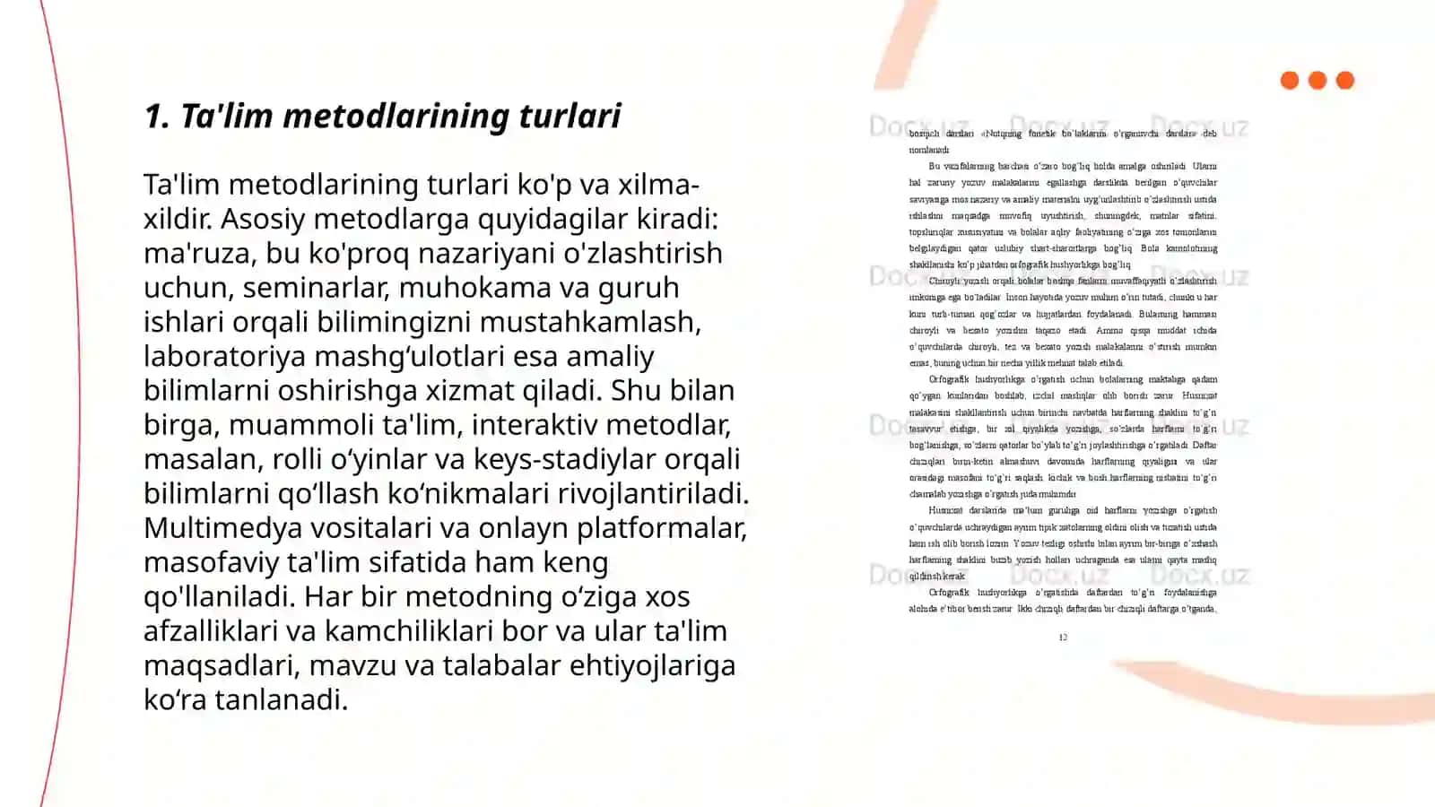 Ta'lim metodlari va vositalari. Talimni tashhis etish 3