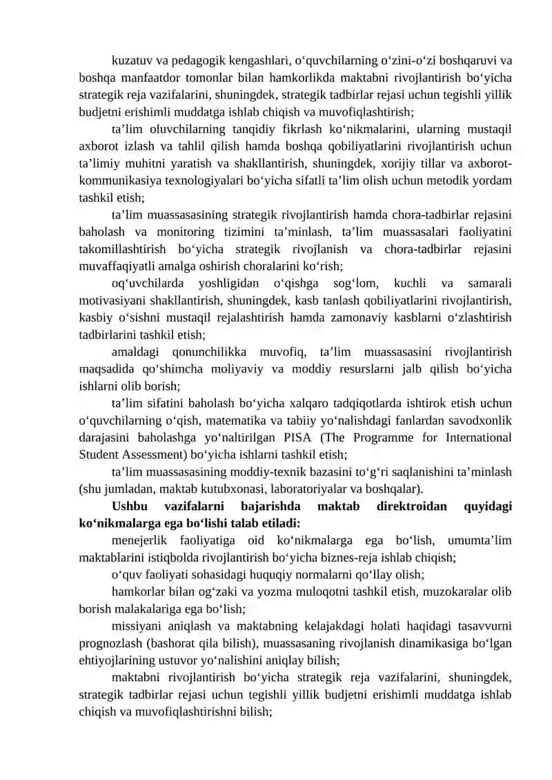 UMUMIY OʻRTA TAʼLIM MUASSASASI DIREKTORINING KASB STANDARTLARI 3