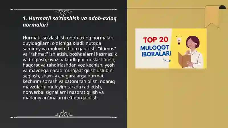 Muloqot madaniyati va ijtimoiy me'yorlarga rioya qilish 3