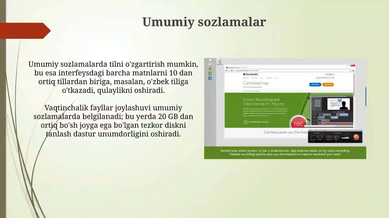 Camtasia Studio dasturini sozlash 3