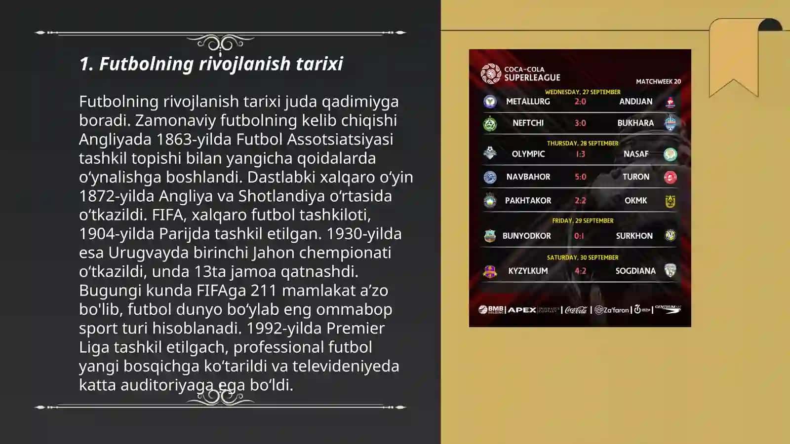 Futbolning rivojlanish tarixi 3
