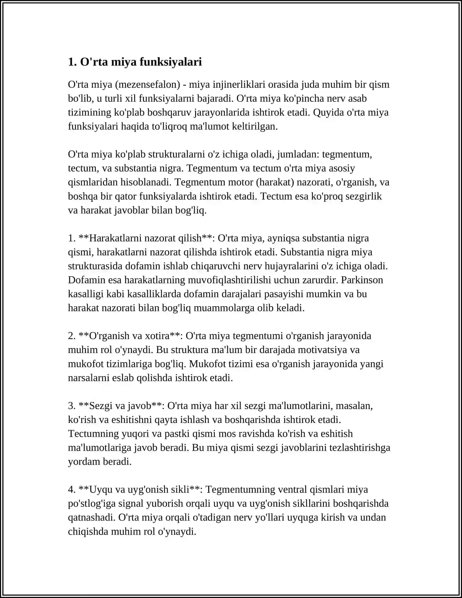 O'rta miya funksiyalari 3