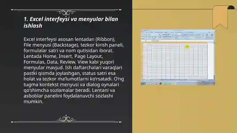 Excel elektron jadvallar bilan ishlash 3