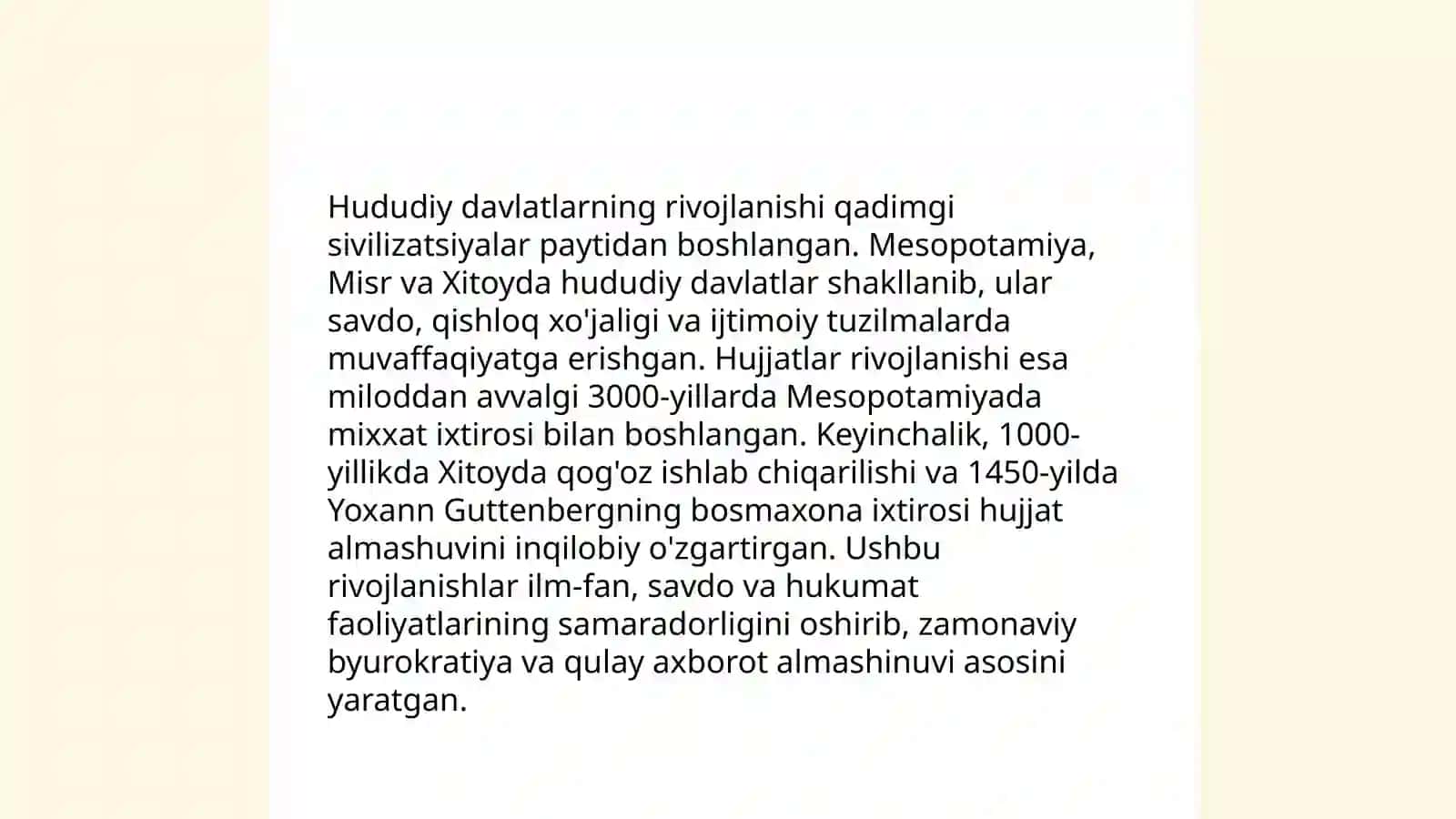 Hujjatlarning paydo bo'lishi va tarixi 3