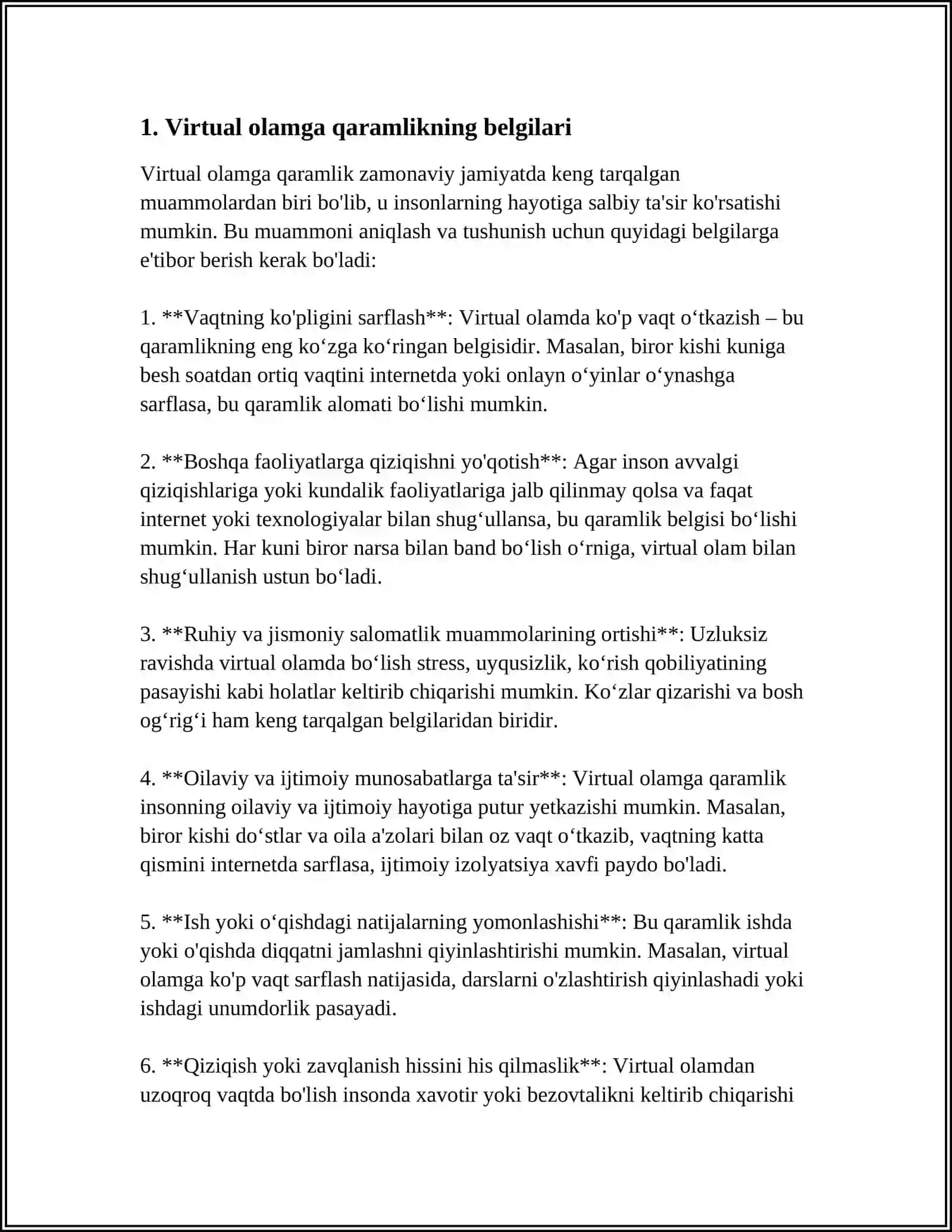 VERTUAL OLAMGA QARAMLIK VA UNING OQIBATLARI 3