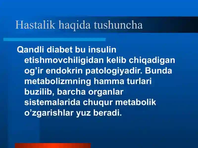 qandli Diabet: etiopatogenez, Klinika va davosi 3