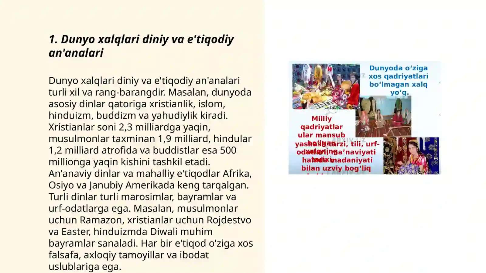 Dunyo xalqlari diniy va e'tiqodiy an'analari 3