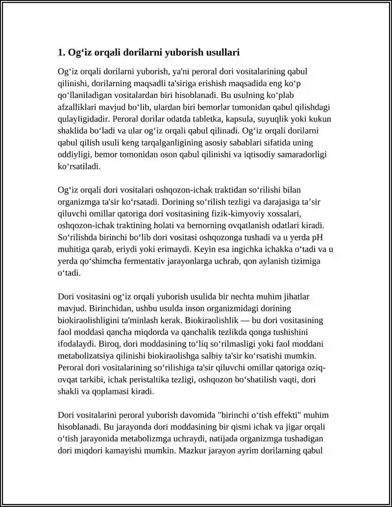 DAVOLASH MUOLAJALARI. (DORILARNI YUBORILISH USULLARI) 3