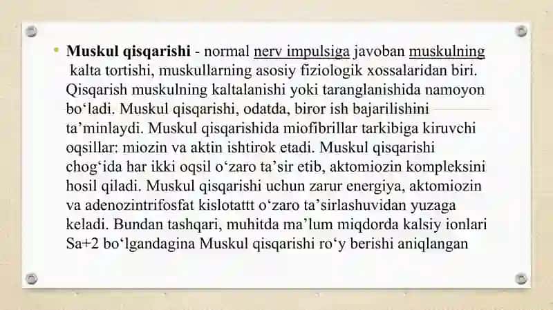 Mushak qisqarish mexanizmi 3