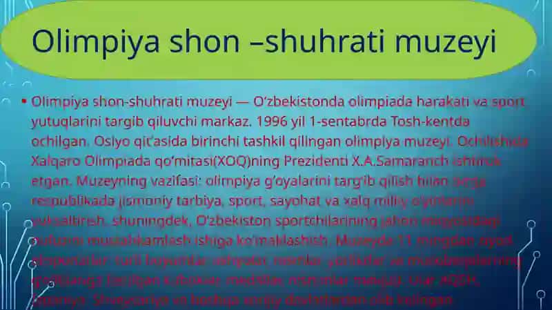Olimpiya shon –shuhrati muzeyi haqida 3