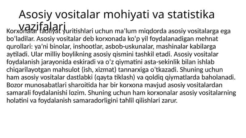 ASOSIY VOSITALAR KO’RSATGICHI STATISTIKASI 3
