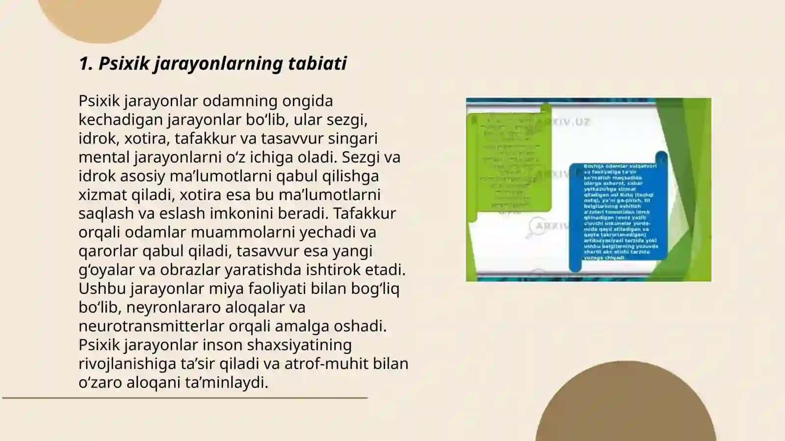 Psixik jarayonlarning vujudga kelishi 3