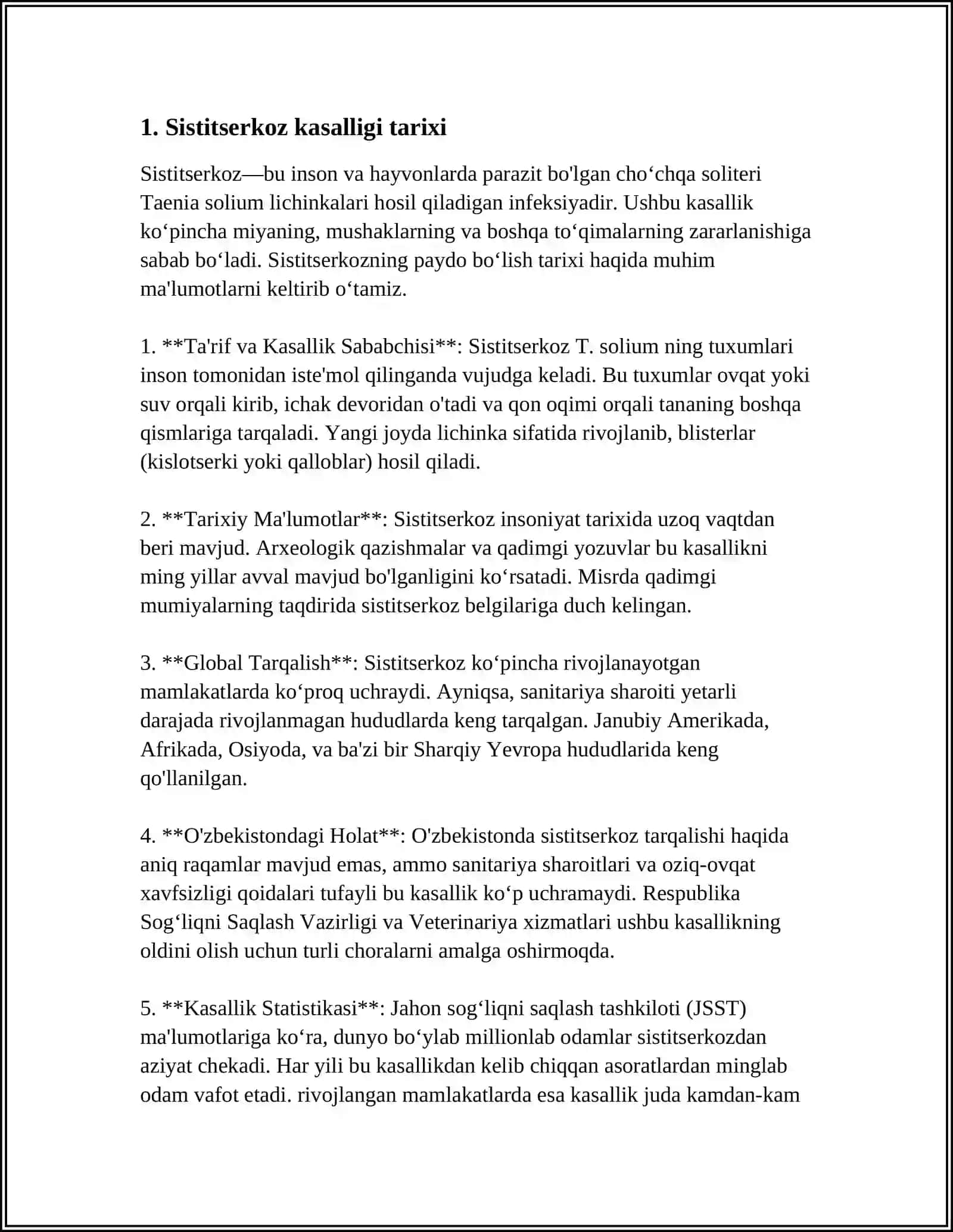 CISTOCERKOZ HAQIDDA 60 BET BOLISHI KERAK 3