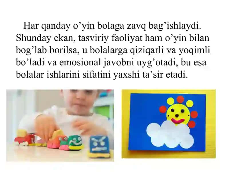 Tаsviriy fаоliyat turlаrining bоlаlаr o’yini bilаn bоg’liqligi 3