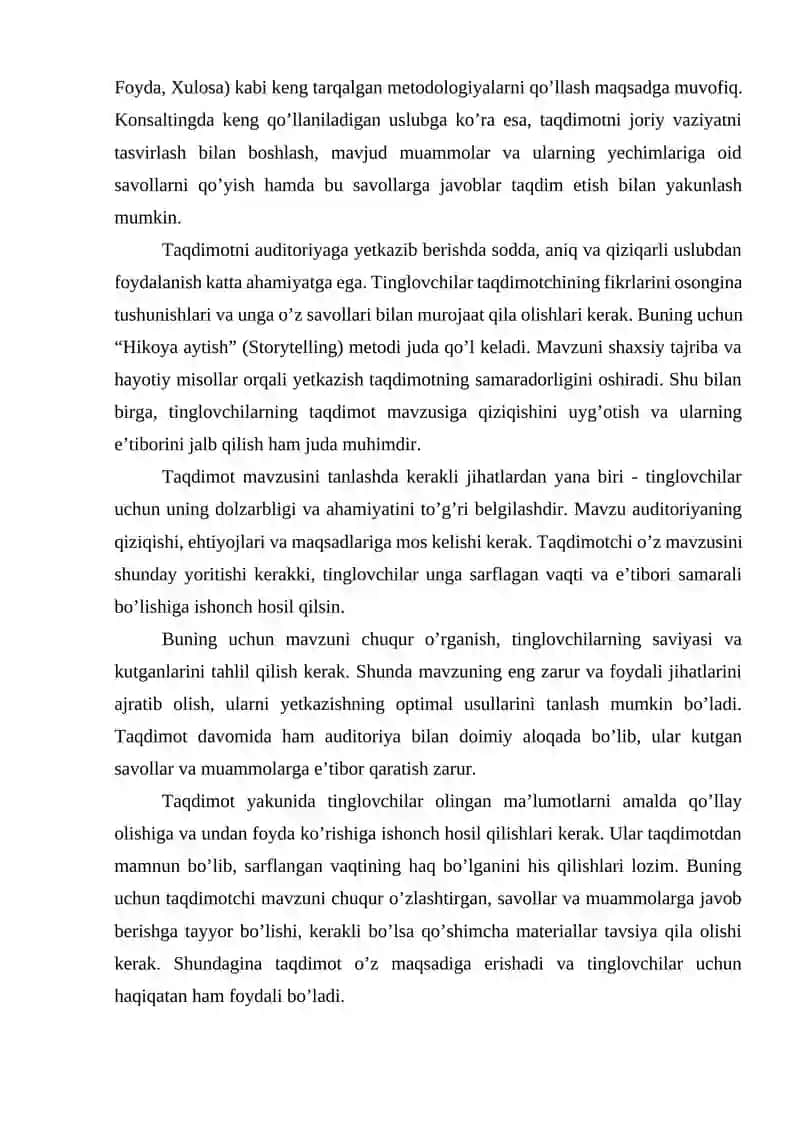 Taqdimot tayyorlash va taqdim etish usullari va vositalari 3