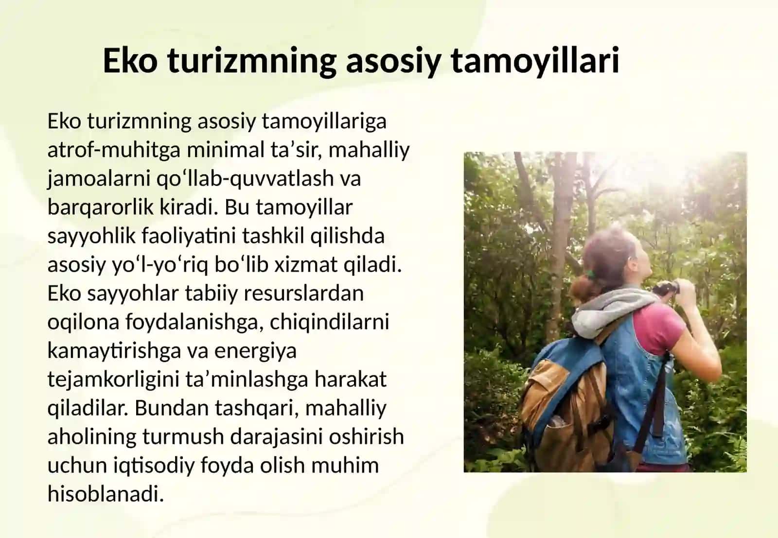 Eko turistik servis tushunchasi va turlari 3