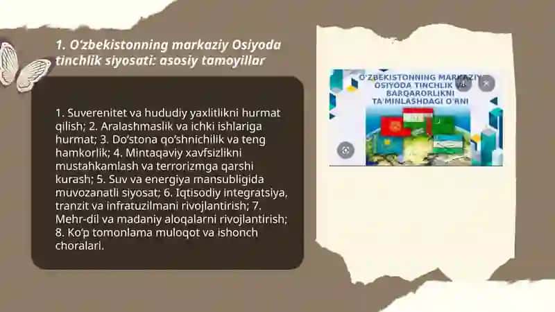 Oʻzbekistonning markaziy Osiyoda tinchlik 3