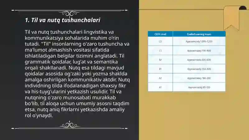 Til sathlari birliklari. Til va nutq munosabati 3