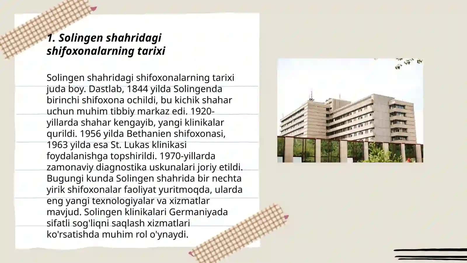 Solingen shahar shifoxonasi tarixi 3