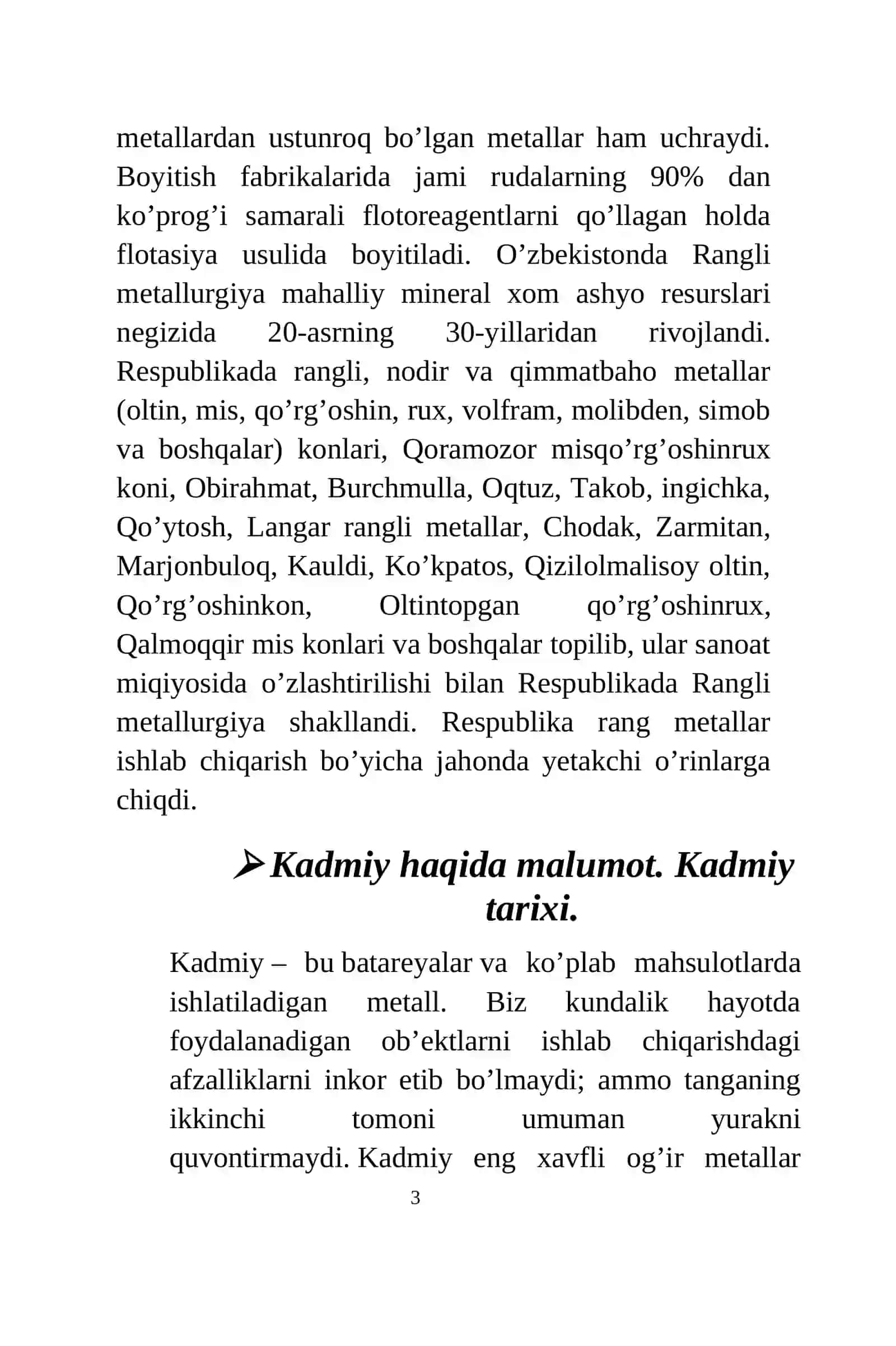 Kadmiy haqida malumot. Kadmiy tarixi 3