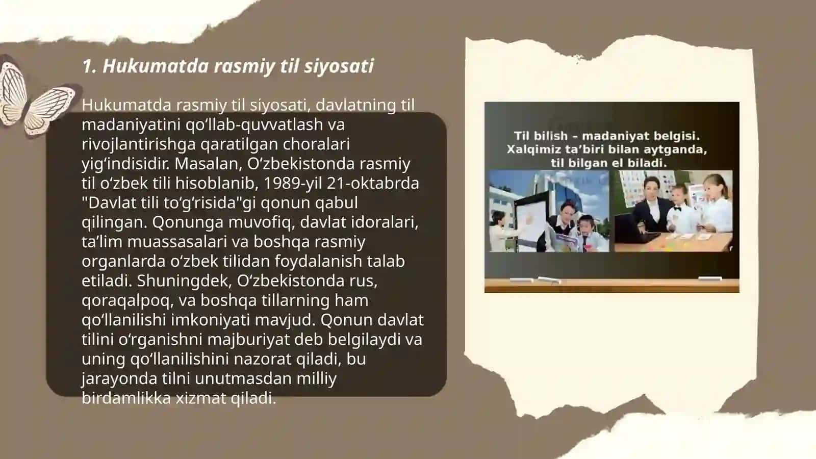 Hukumat va biznesda til siyosati: Rasmiy til va til õzgarishlari 3
