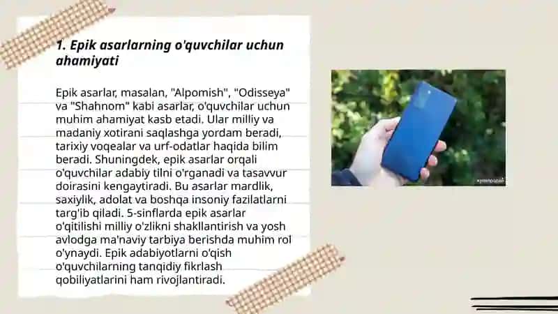 Boshlang'ich sinfda epik asarlar ustida ishlash 3