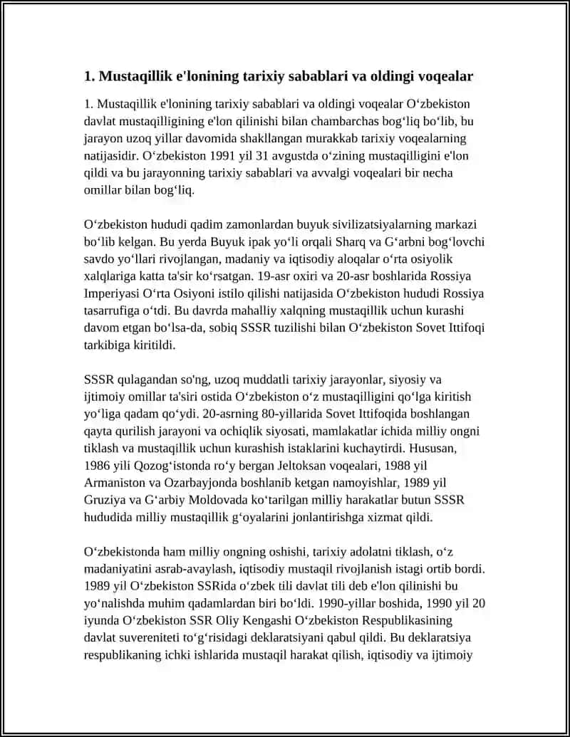 O'ZBEKISTON DAVLAT MUSTAQILLIGINING E'LON QILINISHI 3