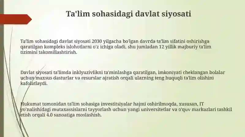 Ta'lim sohasidagi davlat siyosati 3