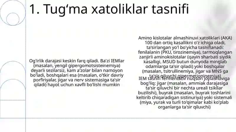 Aminokislatalar almashinuvi xatoliklari 3