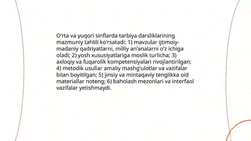 O'rta va yuqori sinflarda tarbiya darsliklarning taxlili 3