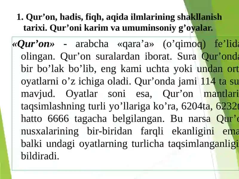 Islom dini manbalari va ularning hozirgi davrdagi ahamiyati 3