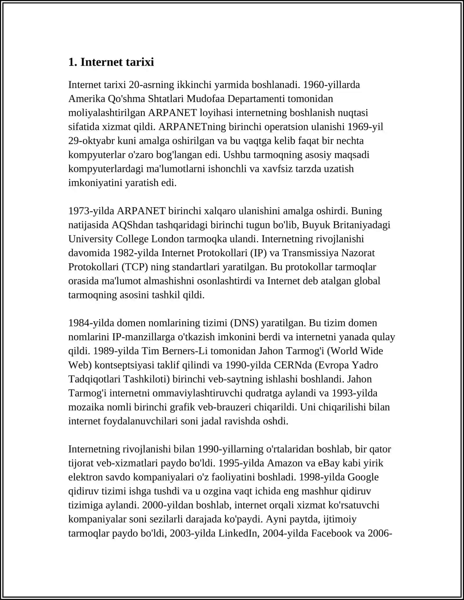 REFERAT Mavzu: INTERNET 3