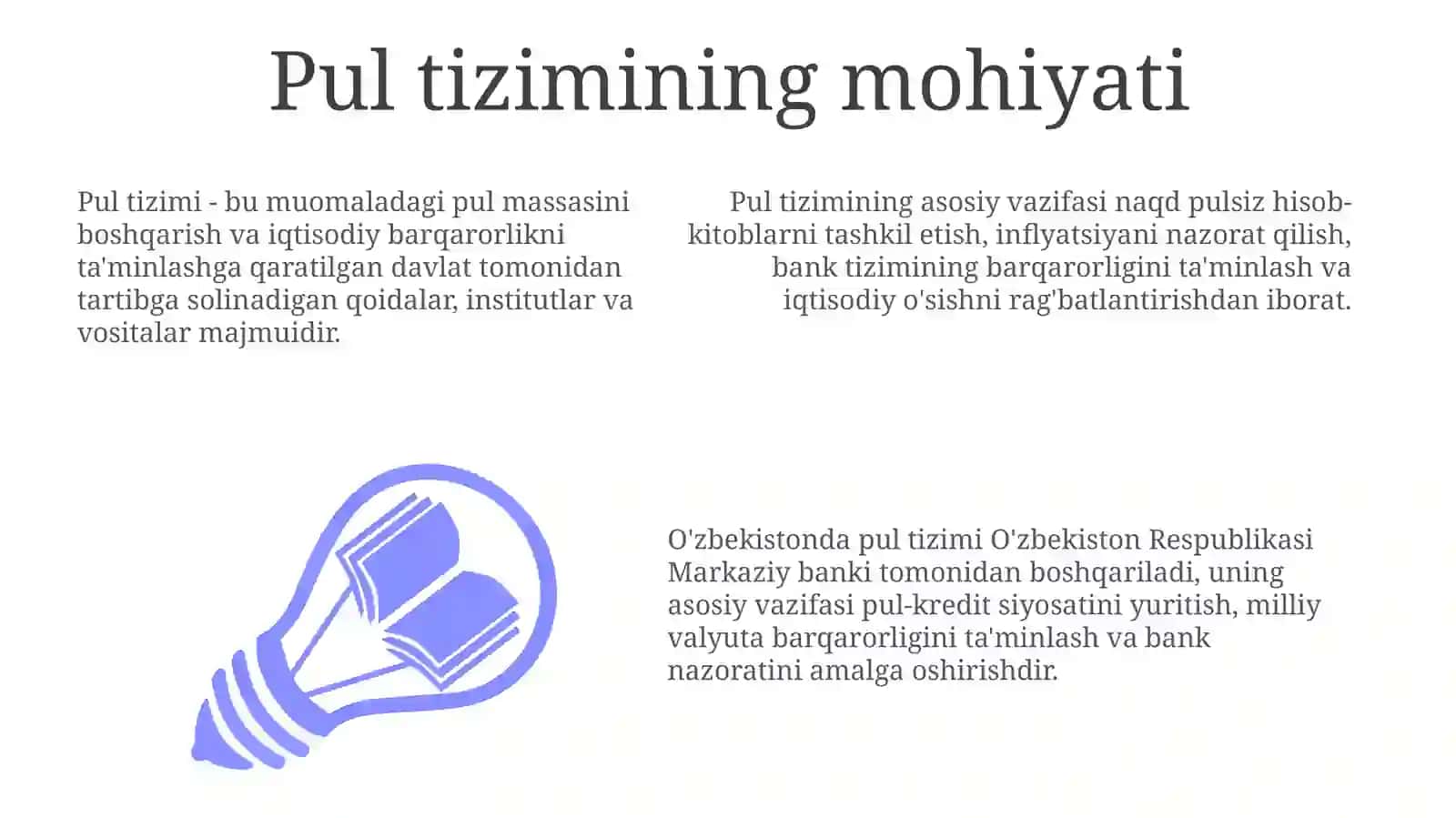 pul tizimining mohiyati va turlari 3