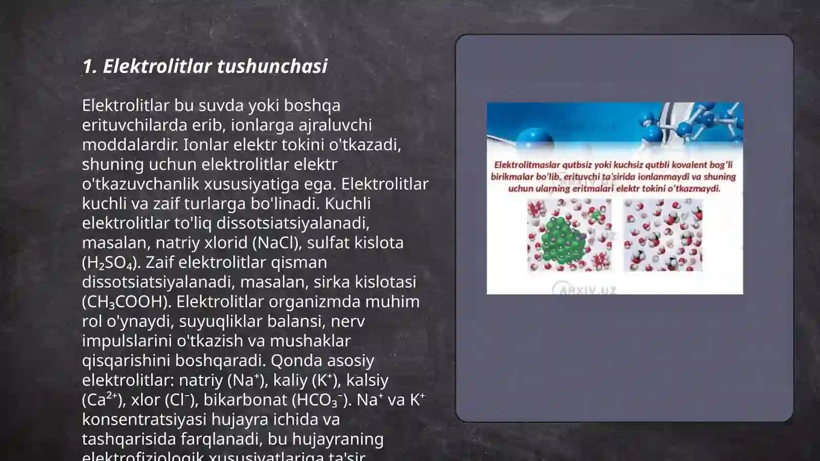 Elektrolitik Dissiotsiyalanish nazariyasi 3