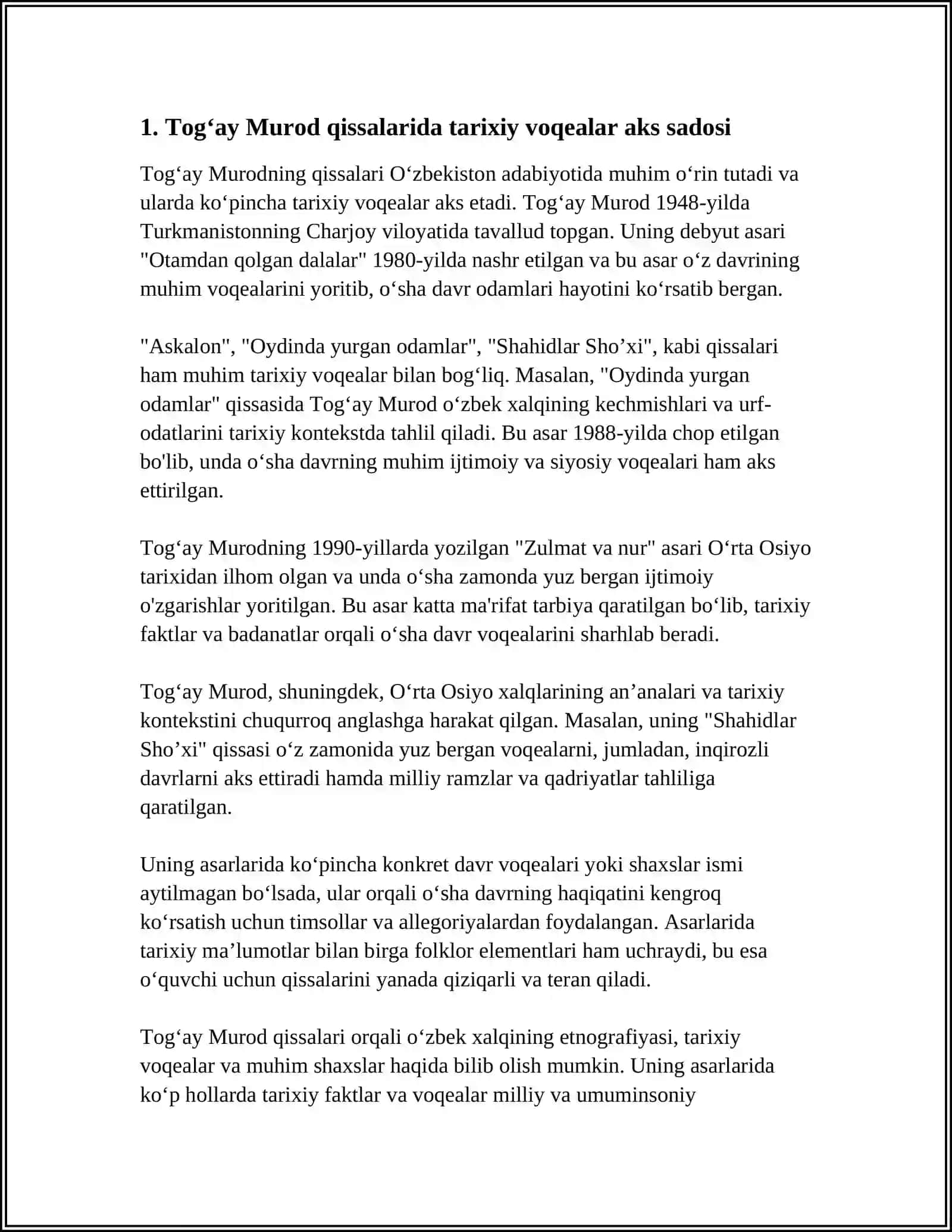 TOGʻAY MUROD QISSALARIDA MILLIYLIK IFODASI 3