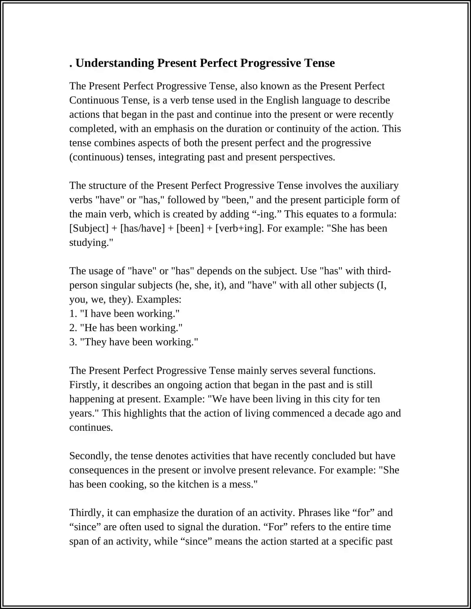 PRESENT PERFECT PROGRESSIVE 3