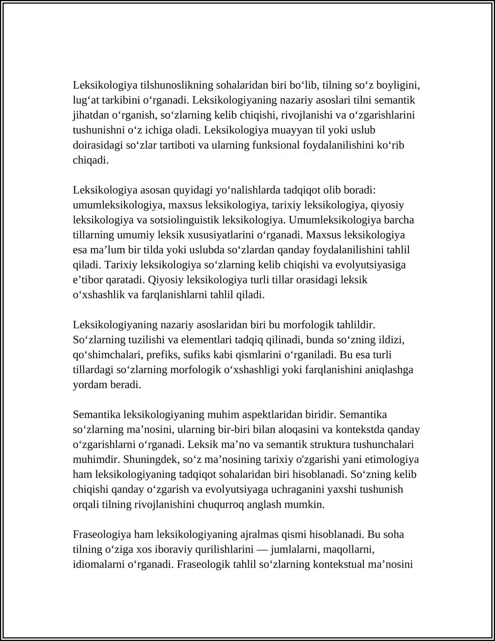 OʻZBEK LEKSIKOLOGIYASI VA LUGʻATCHILIGI 3