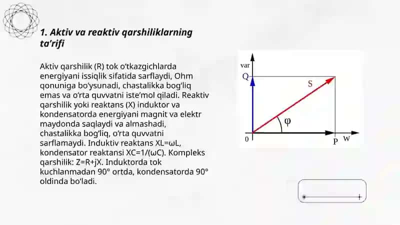 Aktiv hám reaktiv qarsılıqlardıń parqı 3