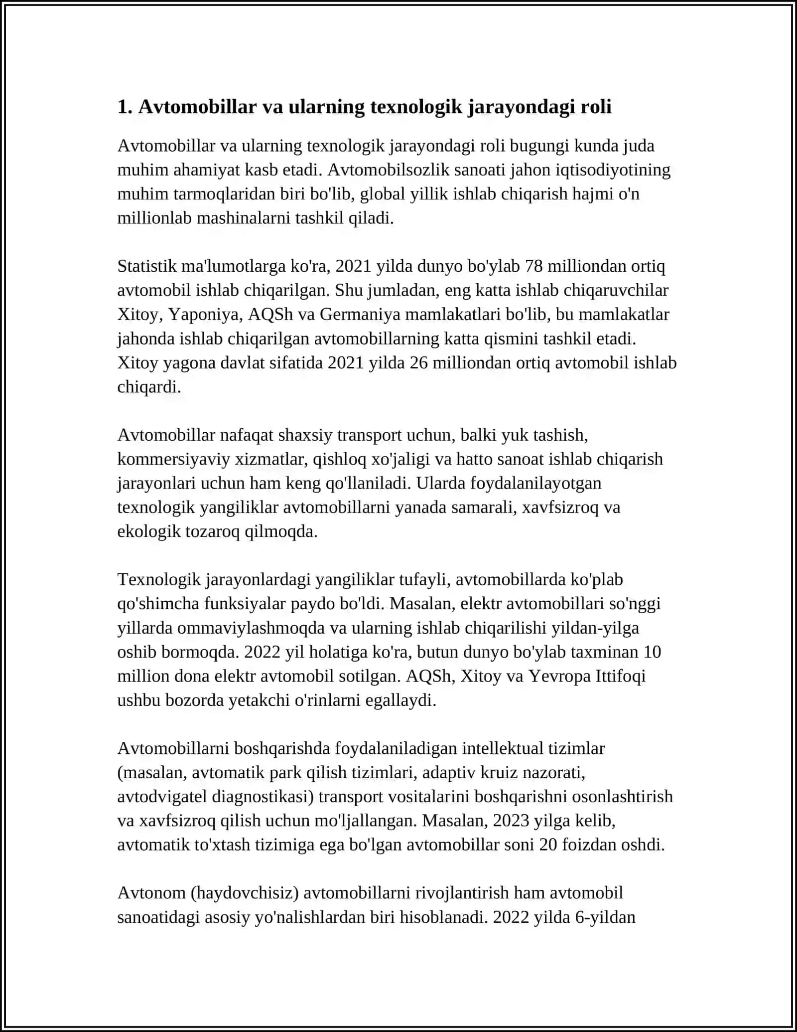 TRANSPORT VOSITALARI. TEXNOLOGIK JARAYON ICHIDA QATNASHUVCHI TRANSPORT VOSITALARI HAQIDA TUSHUNCHA 3
